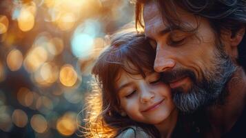 Man Holding Little Girl in His Arms photo