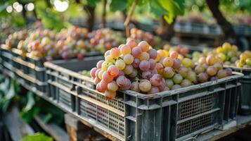 Grapes Bunched in Crate photo