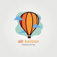 air balloon logo vintage illustration design, template icon sign or symbol. vector
