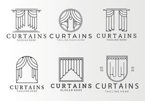embalar, colocar, colección cortinas línea Arte logo Clásico ilustración diseño, icono, firmar y símbolo vector