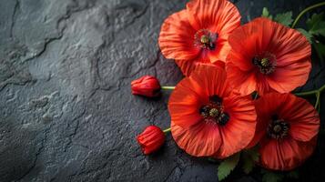 Bunch of Red Flowers on Table photo