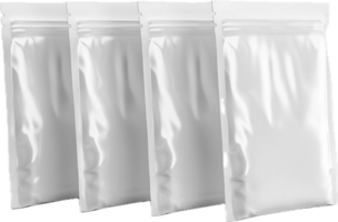 Empty white resealable pouch bag. png