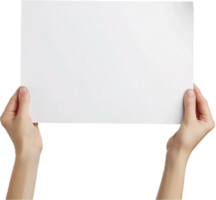 Hand Holding Blank White Paper Sheet. png