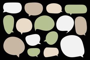 Set speech bubbles on black background. chat box or chat and doodle message or communication icon Cloud speaking for comics and minimal message dialog vector