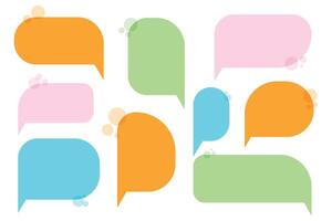 Set speech bubbles on white background. chat box or chat square and doodle message or communication icon Cloud speaking for comics and minimal message dialog vector