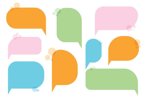 Set speech bubbles on white background. chat box or chat square and doodle message or communication icon Cloud speaking for comics and minimal message dialog