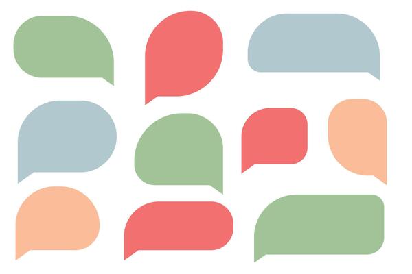 Set speech bubbles on white background. chat box or chat square and doodle message or communication icon Cloud speaking for comics and minimal message dialog
