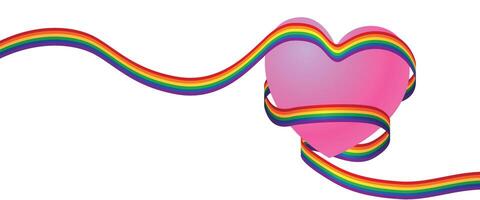 Gay pride month colors on LGBTQ rainbow ribbon for tolerance festival background vector