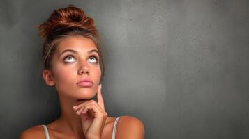 Woman Resting Chin on Hand photo