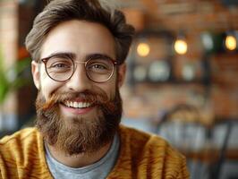 Smiling Man With Beard and Glasses photo