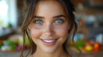 Close-Up Portrait of Person With Blue Eyes photo