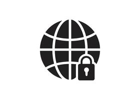 Globe with lock icon design isolated silhouette vector