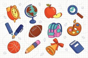 school supplies icons set vector