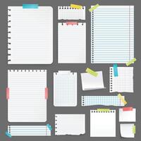 a collection of blank paper sheets with sticky notes vector