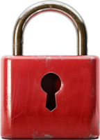 Rustic Red Padlock with Keyhole. png