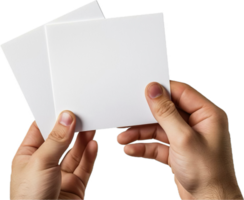 Hand Holding Blank White Card. png