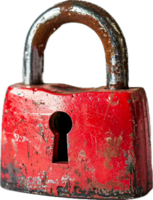 Rustic Red Padlock with Keyhole. png