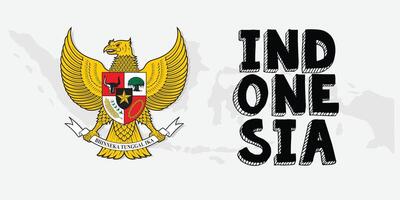 indonesio Garuda texto efecto, editable fuente, tipografía, moderno texto con indonesio mapa antecedentes vector