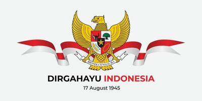 Garuda Indonesia Indonesian Independence Day typographic illustration with a red and white flag background vector