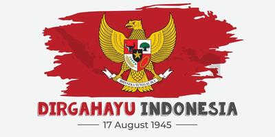 Indonesia Independence Day Garuda Map Brush, editable font, typography, modern text with Indonesia map background vector