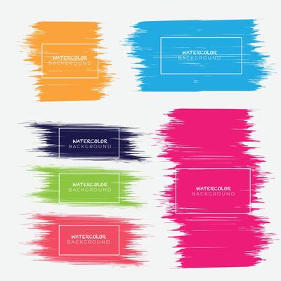 Hand drawn colorful watercolor strokes set modern background