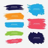 Hand drawn colorful watercolor stroke set modern background vector