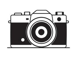 Digital photo camera Simple outline flat icon isolated on blue background vector