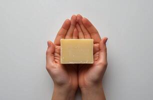 Person Holding Block of Soap photo