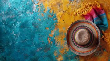 Colorful Background With Hat and Towel photo