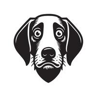 A Fearful English Foxhound Dog Face Illustration in black and white vector