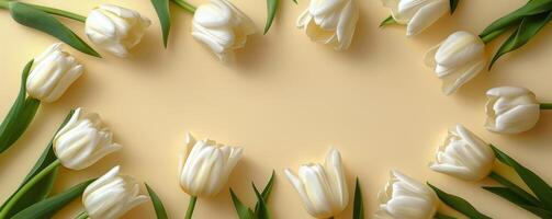 Group of White Tulips Arranged in a Circle photo