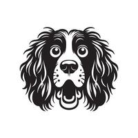 A Surprised Clumber Spaniel Dog face Illustration in black and white vector