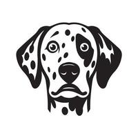 A Fearful Dalmatian Dog face Illustration in black and white vector