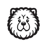 An Embarrassed Chow Chow Dog face Illustration in black and white vector