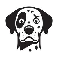 An Anxious Dalmatian Dog face Illustration in black and white vector