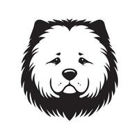 A sad Chow Chow Dog face Illustration in black and white vector