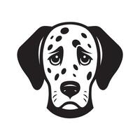 A Disappointed Dalmatian Dog face Illustration in black and white vector