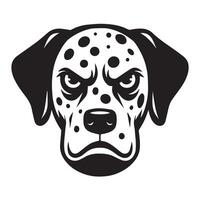 An angry Dalmatian Dog face Illustration in black and white vector