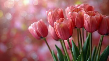 Bunch of Pink Tulips With Blurry Background photo