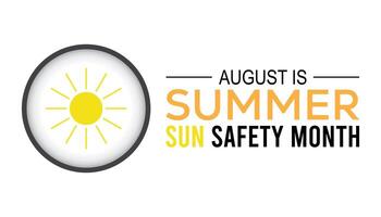 Summer Sun Safety Month is observed every year on August.banner design template illustration background design. vector