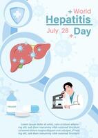 Concept of hepatitis A, B, C, D, and world hepatitis day poster campaign's information, example texts on blue background. vector