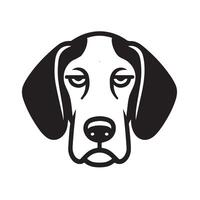 A Bored English Foxhound Dog Face Illustration in black and white vector