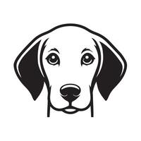 A Curious English Foxhound Dog Face Illustration in black and white vector