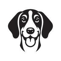 A happy English Foxhound Dog Face Illustration in black and white vector
