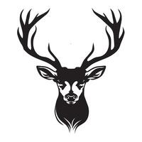 A deer head with antlers Illustration in black and white vector