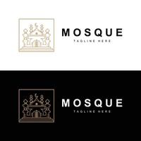 Black silhouette design of Islamic place of worship simple modern minimalist mosque logo template vector