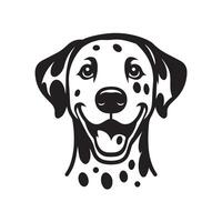 An Amused Dalmatian Dog face Illustration in black and white vector