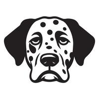 A Bored Dalmatian Dog face Illustration in black and white vector