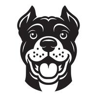 A Happy Cane Corso Dog face Illustration in black and white vector