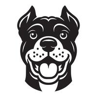 A Happy Cane Corso Dog face Illustration in black and white vector